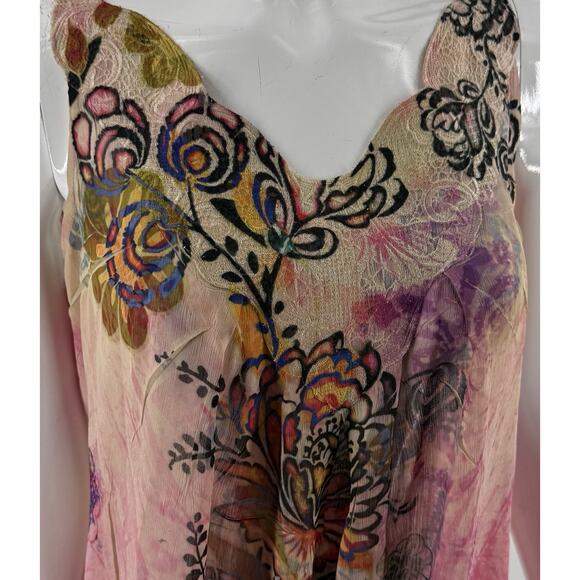 Mushka Sienna Rose Womens Tunic Top Sz Medium Pink Embroidered Sheer Boho Flowy - Picture 2 of 7